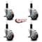 Service Caster 3.5'' Maroon Poly Swivel 1-1/4'' Expanding Stem Caster Set with Brake, 4PK SCC-EX20S3514-PPUB-MRN-TLB-114-4 - alternate 3